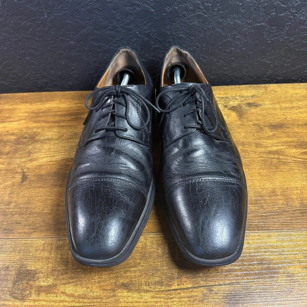 Johnston & Murphy 59-2255 Black Leather Cap Toe Oxford Mens Size 12M